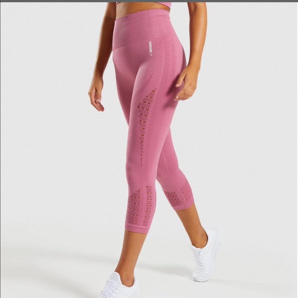 gymshark energy seamless crop dusky pink leggings
